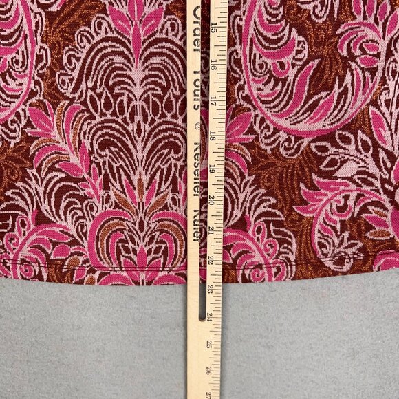 Anthropologie Shirt Womens Small Red Motif Demeter Paisley Tee Sparkle Metallic - Picture 11 of 16